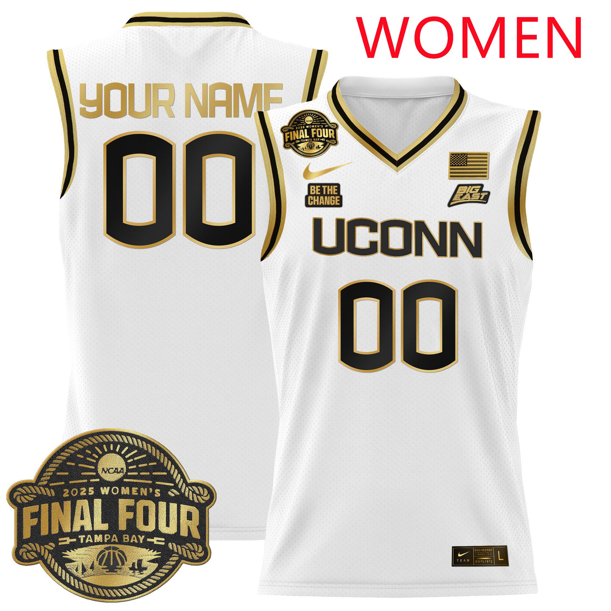 Women UConn Huskies White Nike 2025 Big Eat Final Four Patch Lightweight Basketball Custom NCAA Jerseys->customized ncaa jersey->Custom Jersey